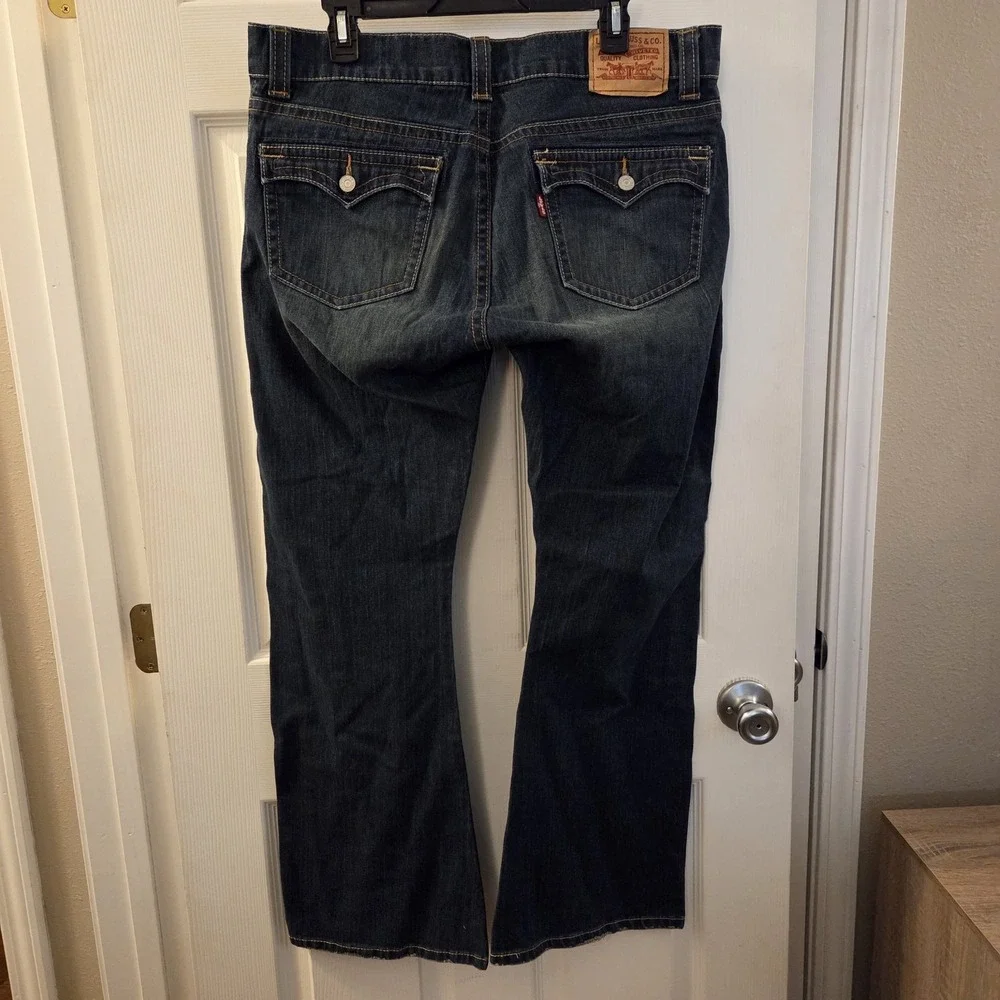 Levi's sz 16M women's Low Flare 542 jeans flap pocket stretch Y2K